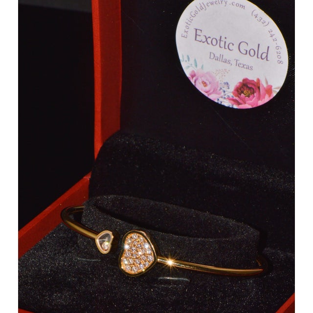 Late 20th Century Authentic Chopard Happy Hearts 0.45ct Diamond Open Bangle Bracelet in 18k Rose Gold For Sale - Image 17 of 18