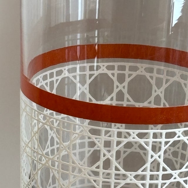 Libbey Glass Co. Large Mid-20th Century Woven Cane Pattern Tumblers -- Set of 7 For Sale - Image 4 of 16