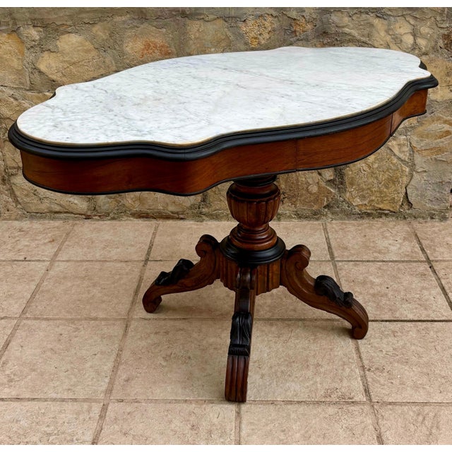 1930s 1930s Rococo Revival Center Table With Shaped Marble Top For Sale - Image 5 of 6