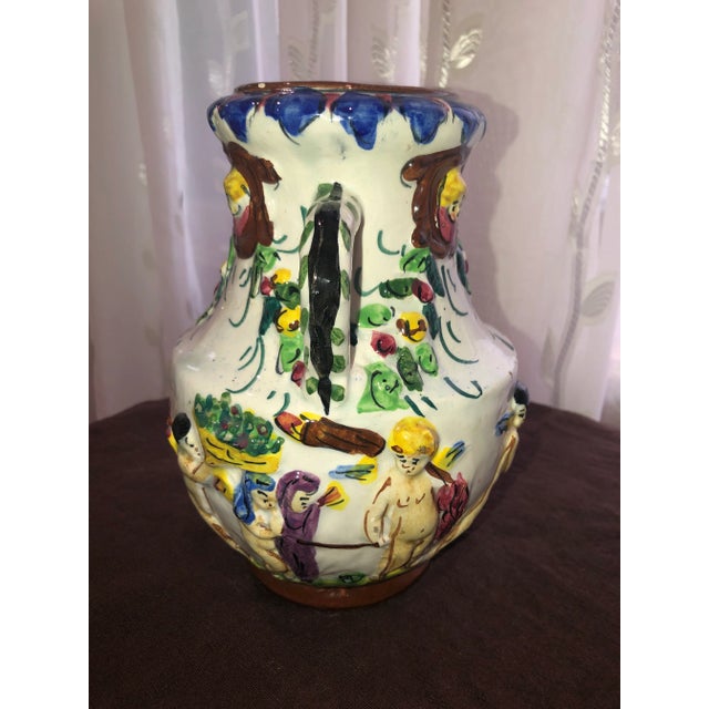 Rare !!!!!! Antique 1950s Figural Deruta Pottery Vase/Urn Floral Cherub Hand Painted !!!!!