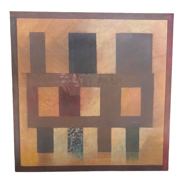 Abstract Geometric Mixed Media Painting by Robert M. Bradshaw, Signed, (24” X 24”) For Sale