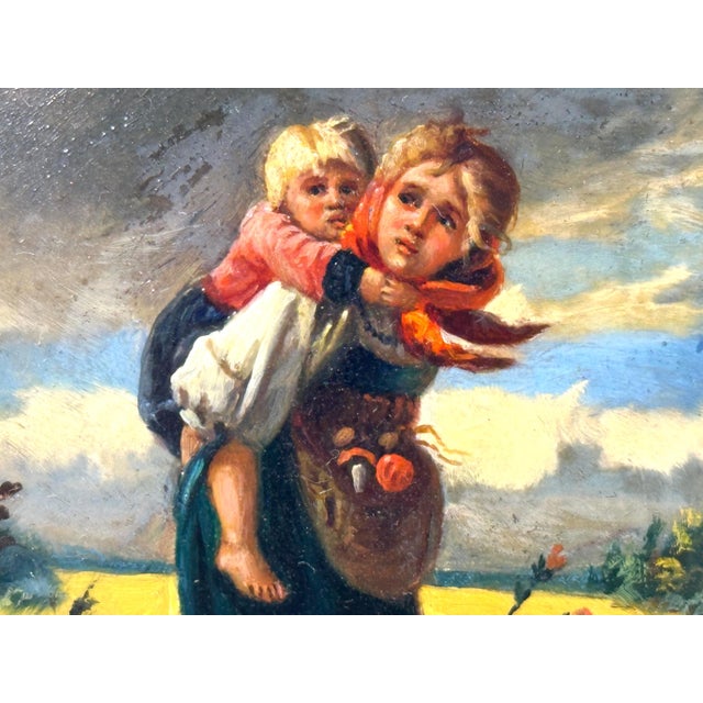 Classical Roman Fedoskino Lacquered Box, Children Running from Storm, Mid 20th Century For Sale - Image 3 of 10