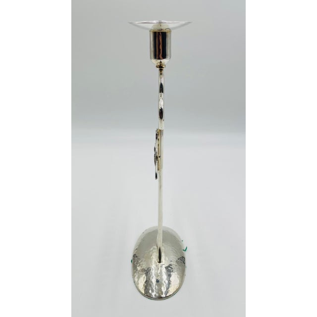 1980s 1980s Emilia Castillo Silver-Plated Butterfly Candle Holder With Stone Inlay, Mexican For Sale - Image 5 of 18