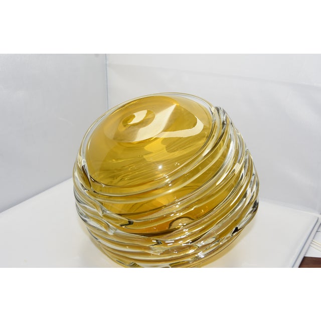 Yellow & Clear Crystal Globe Vase by William Yeoward Chairish