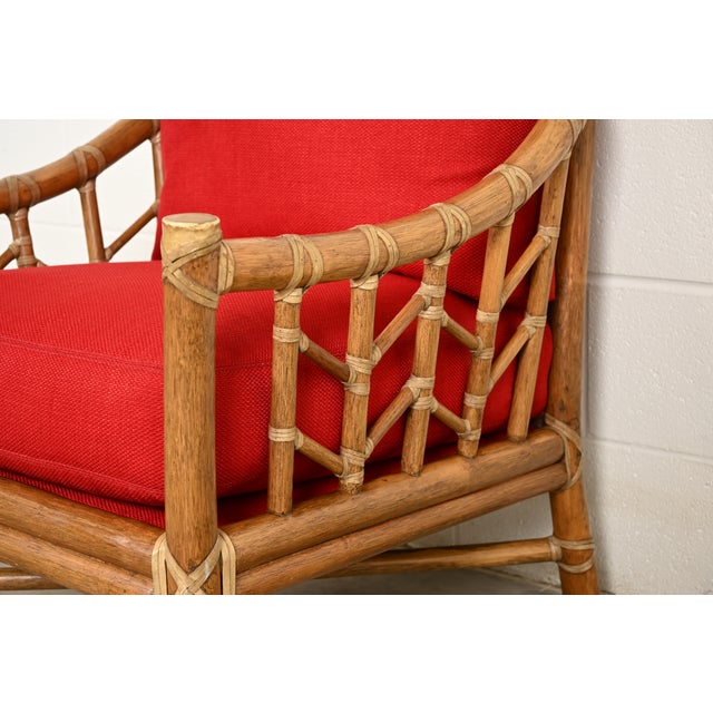 Wood McGuire Mid-Century Hollywood Regency Bamboo Rattan Lounge Chair For Sale - Image 7 of 15