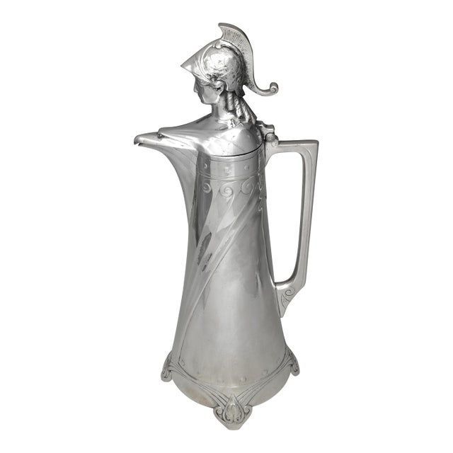 WMF Art Nouveau Silverplate Claret Jug With Athena Finial, c.1910–1925 For Sale