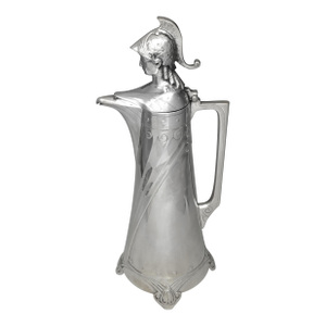 WMF Art Nouveau Silverplate Claret Jug With Athena Finial, c.1910–1925