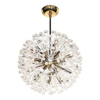 Mid-Century Brass & Crystal Sputnik Chandelier by Emil Stejnar for Rupert Nikoll For Sale