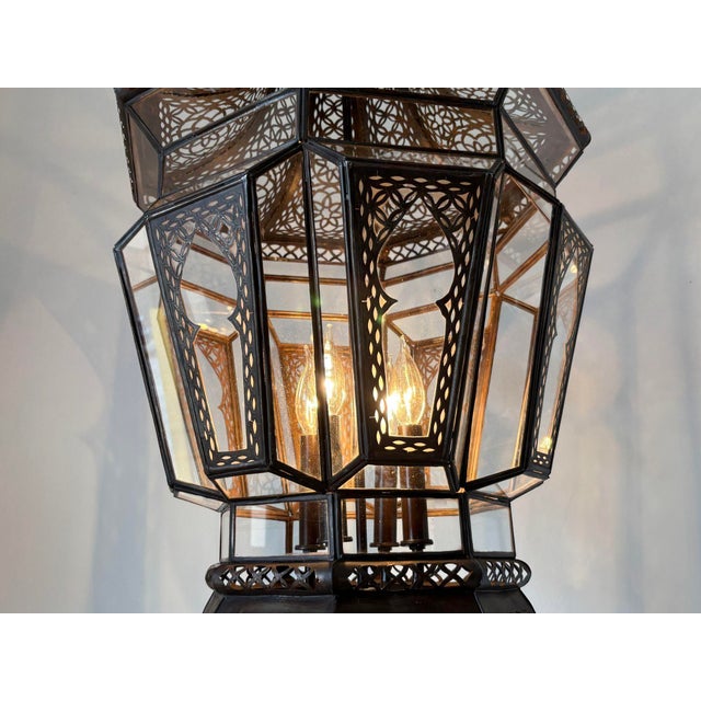 Moroccan Vintage Moorish Hanging Glass Light Fixtures a Pair For Sale - Image 12 of 12