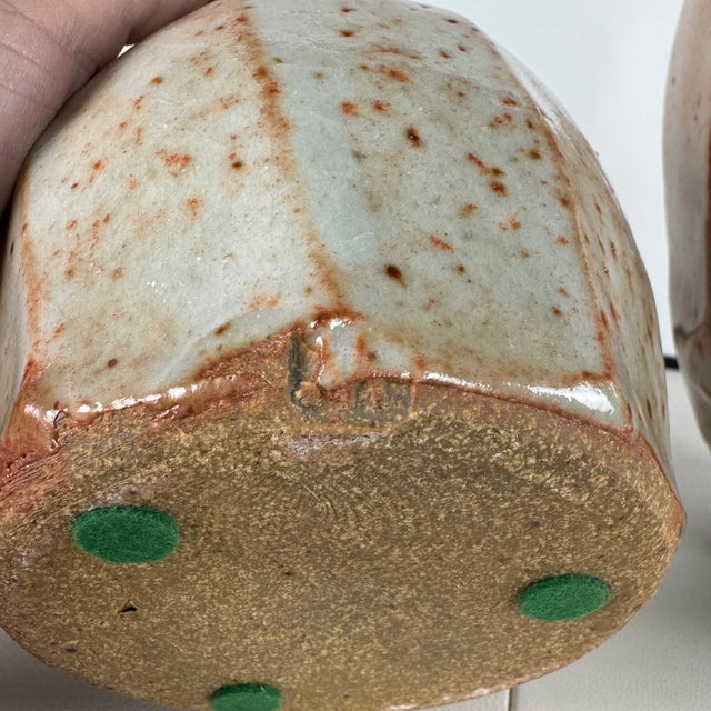 Mid 20th Century Mid 20th Century Two Faceted Glazed Pottery Vases by Warren MacKenzie For Sale - Image 5 of 7