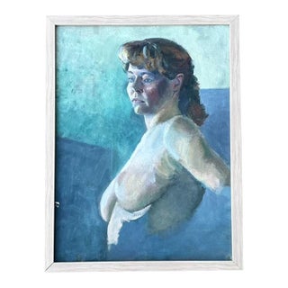 Vintage Original Nude Portrait Oil on Canvas For Sale