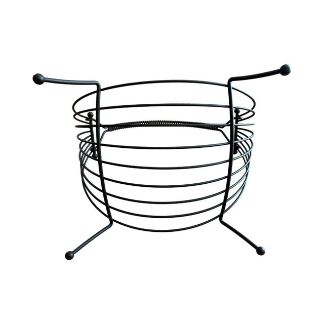 Mid Century Modern Atomic Restored Kitsch Magazine Rack Log Holder Wrought Iron Vintage Small Attributed to Richard Galef For Sale - Image 10 of 12