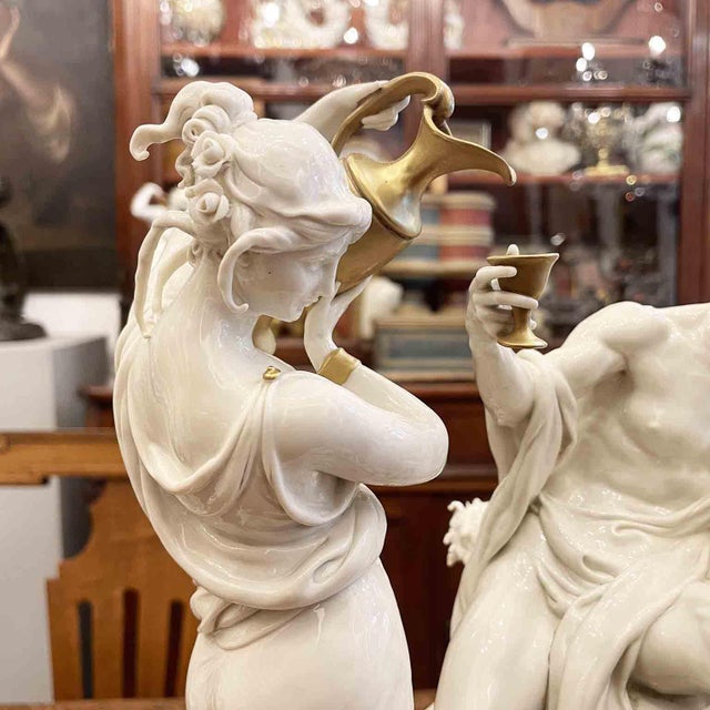 Ceramic Large Bacchanal Triumph of Bacchus Sculptural Group in White and Gold Porcelain by Giuseppe Cappé, 1962 For Sale - Image 7 of 12