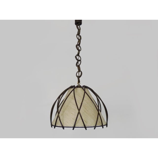 Rattan and Bamboo Pendant Light by Louis Sognot, 1950s For Sale - Image 9 of 9