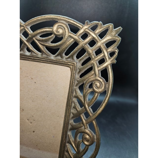 Art Nouveau Vintage Metal Terragraphics Picture Frame For Sale - Image 3 of 3