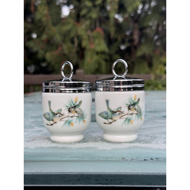 English Royal Worcester Bird Motif Egg Coddlers - A Pair For Sale - Image 3 of 12