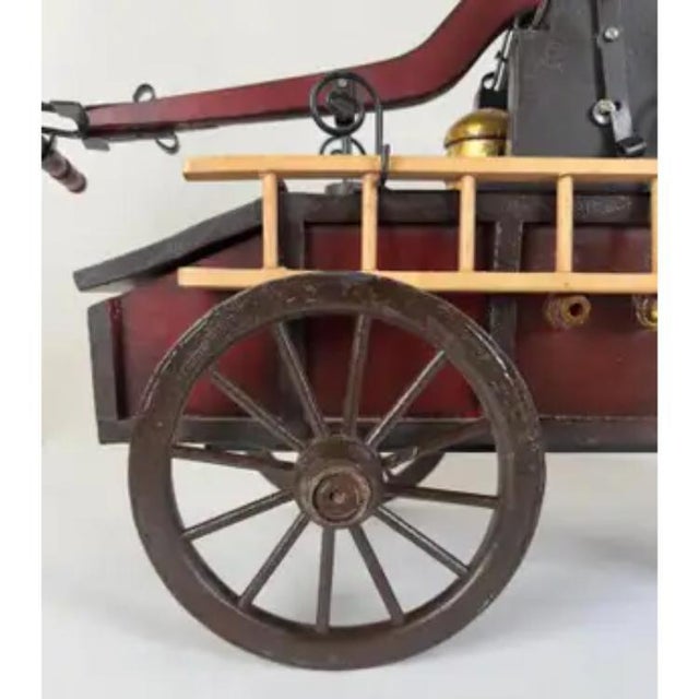 19th C Antique Iron & Wood Fire Engine Large Model or Sculpture For Sale - Image 9 of 13