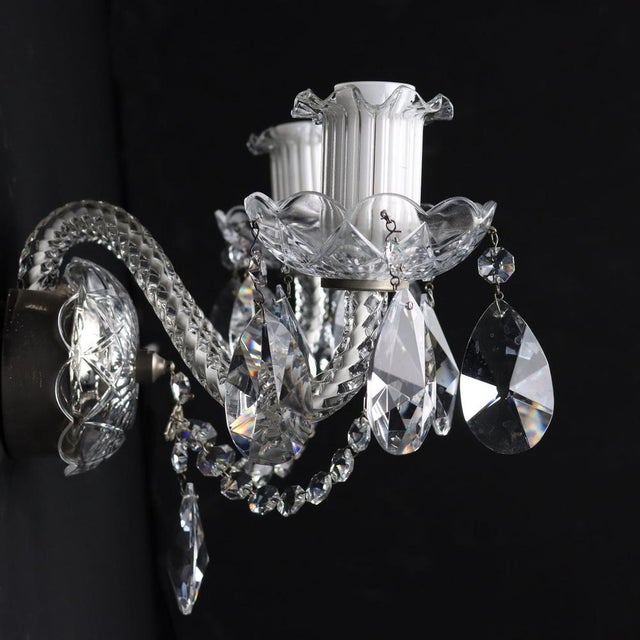 20th Century 2-Light Wall Sconce with Crystal Arms, Italy For Sale - Image 4 of 7