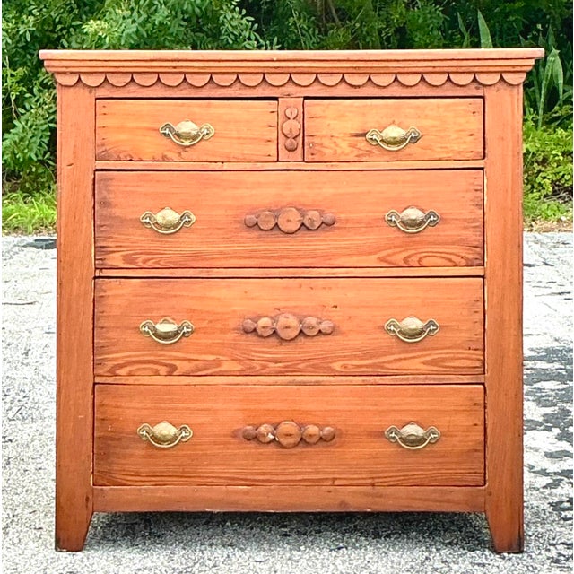 Vintage Primitive Scalloped Chest of Drawers For Sale - Image 11 of 12