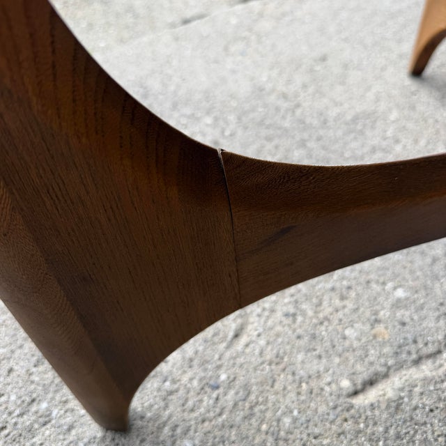 Brown 1960s Andre Bus for Lane Silhouette Sculptural Walnut & Glass Coffee Table For Sale - Image 8 of 12