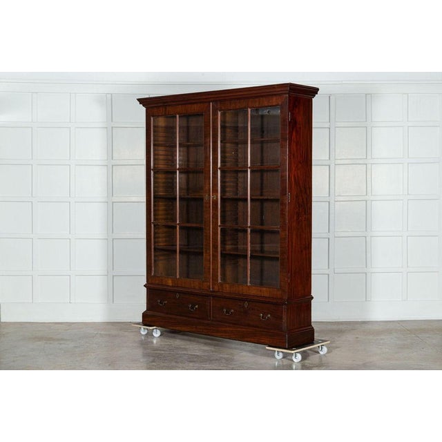Late 19th Century Large 19th English Mahogany Glazed Bookcase, 1880s For Sale - Image 5 of 14