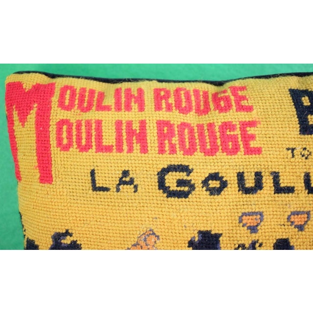 Late 20th Century Pair of La Goulue/ Moulin Rouge Needlepoint Pillows For Sale - Image 5 of 6