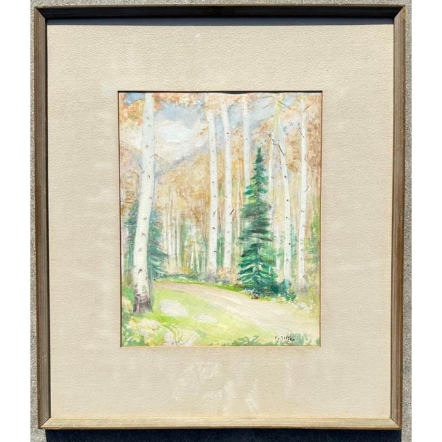 Bert Geer Phillips (1868–1956) "Fall Aspens" Watercolor painting Medium: Watercolor on paper Dimensions: 13.75" H x 10.75"...