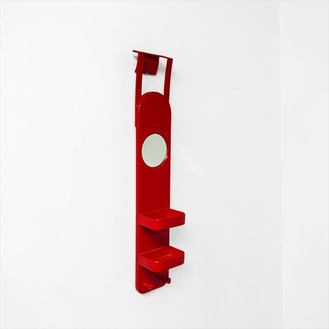 Red Wall Organizer with Mirror by Makio Hasuike for Gedy, Italy, 1970s For Sale - Image 3 of 18