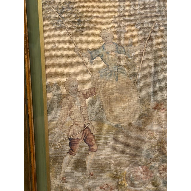 Pair of 19th-Century Figural Needlepoint & Petit Point Pastoral Panels For Sale - Image 12 of 16