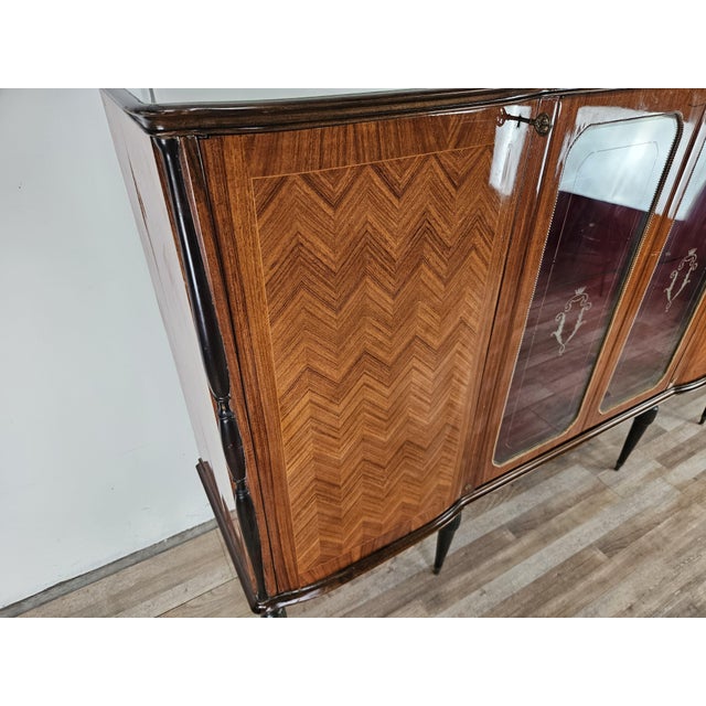 Vintage Walnut Display Cabinet with Glass Doors and Shaped Glass Top, 1960 For Sale - Image 15 of 18