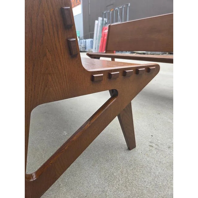 French Art Deco Wooden Bench, 1950s For Sale - Image 6 of 13