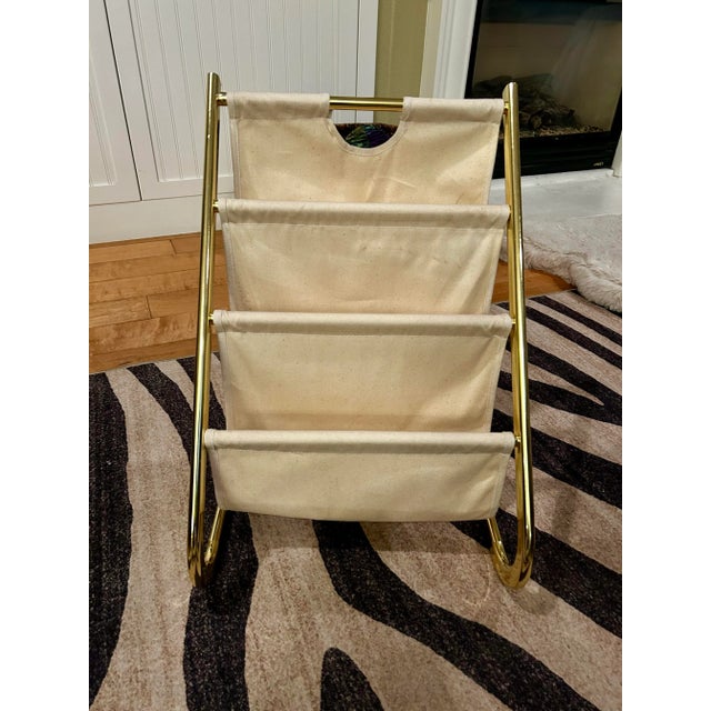1960s 1960s Mid Century Brass Magazine Rack For Sale - Image 5 of 8