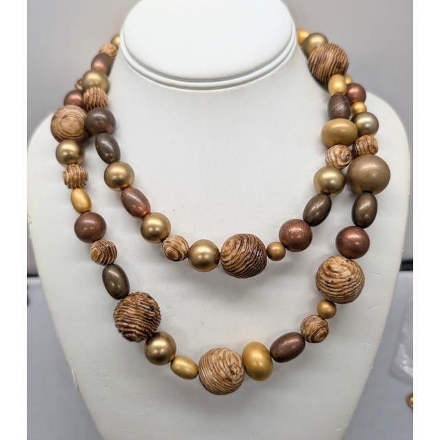 Vintage 1980s Signed Givenchy Goldtone Beaded Leaf Necklace For Sale - Image 12 of 12