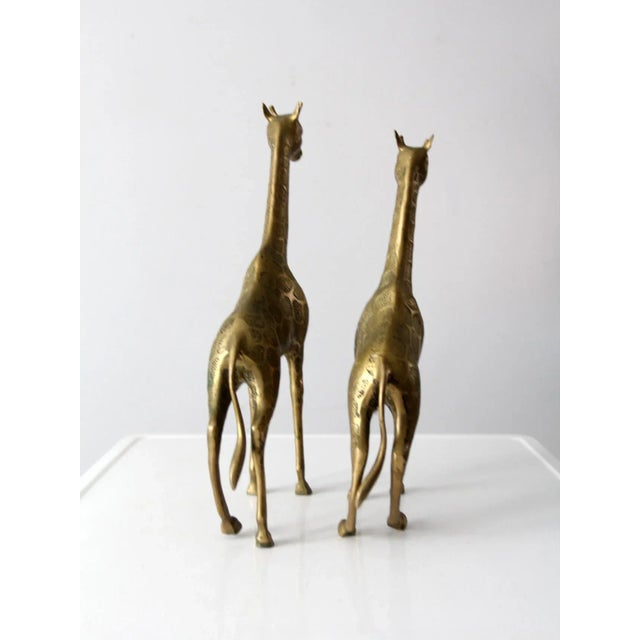 Mid Century Brass Giraffes Pair For Sale - Image 4 of 13