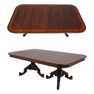 Drexel Heritage Mahogany Double Pedestal Dining Table For Sale