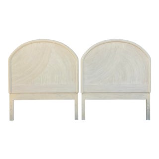 Vintage Cerused Arched Pencil Reed Twin Headboards - a Pair For Sale