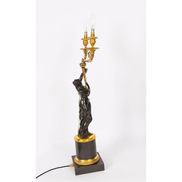 Antique French Bronze and Ormolu Two Light Candelabra, Set of 2 For Sale - Image 9 of 18
