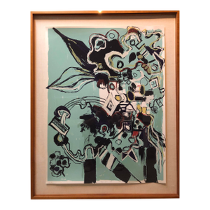 Lydia DonaLarge Format Modernist Abstract Lithograph Silkscreen Print Woman Artist, 1986