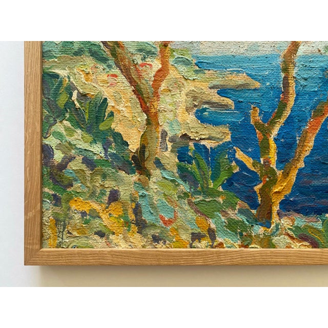 Vintage Mid Twentieth Century Postimpressionist " Stupiste, Komiza " Framed Original Adriatic Seascape Impasto Oil Painting For Sale - Image 9 of 18