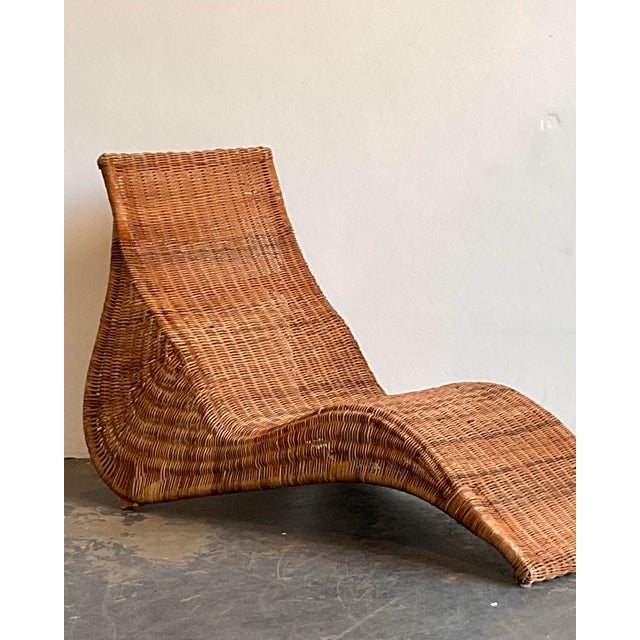 Vintage Woven Rattan Ikea Chaise Lounge For Sale - Image 10 of 12