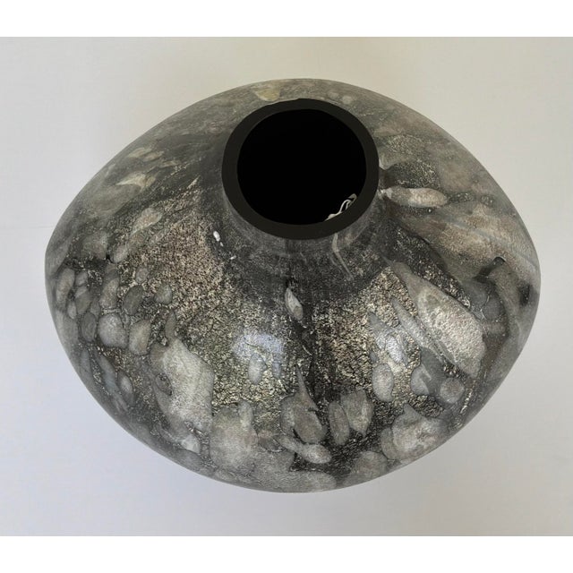 Revelation Modern Hand Blow Black Art Glass Pebble Vase For Sale - Image 4 of 5