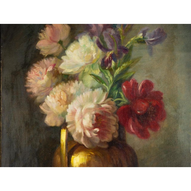 Gold Raymond Besse, Floral Still Life, 20th Century, Oil on Canvas For Sale - Image 8 of 8