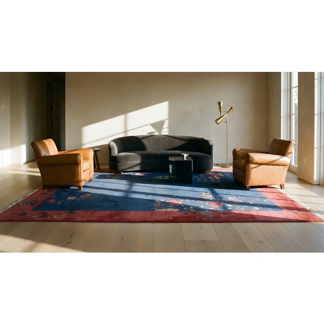 Textile 1920s Chinese Art Deco Carpet ( 9' x 11 6" - 275 x 350 ) For Sale - Image 7 of 8