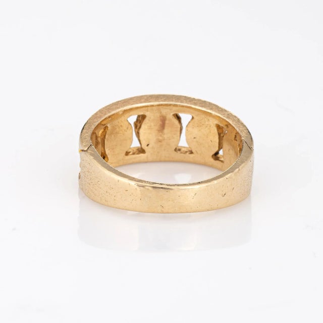 Late 20th Century Vintage 70s Nugget Ring 24k Gold Diamond Sz 7 14k Stacking Band Fine Jewelry For Sale - Image 5 of 7