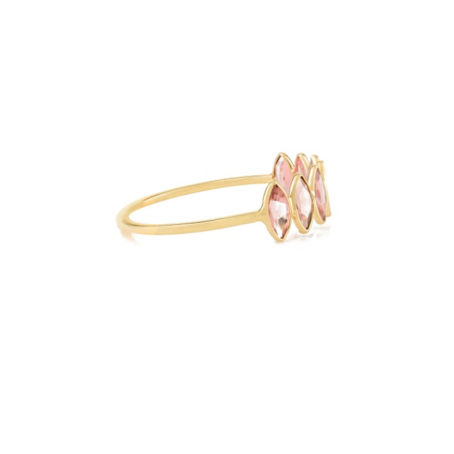 Marquise Cut Pink Tourmaline Half Band Ring for Her Size 8 For Sale In New York - Image 6 of 10