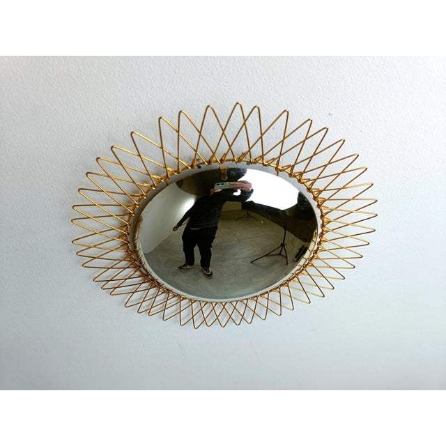Vintage Bohemian Golden Sunburst Mirror, 1960s For Sale - Image 9 of 12