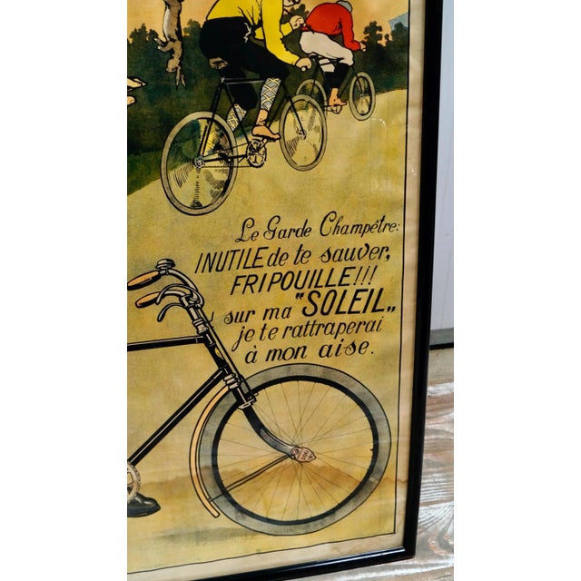 Antique French Soleil Cycles Advertising Poster For Sale - Image 3 of 7