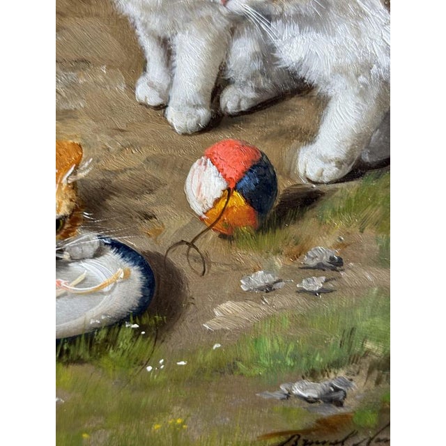 Alfred Arthur Brunel De Neuville, Playing Kittens, Oil on Panel For Sale - Image 18 of 18