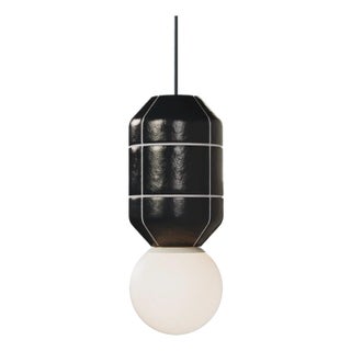 Contemporary Ceramic Base Spot Pendant Lamp Modern Handcrafted Black For Sale