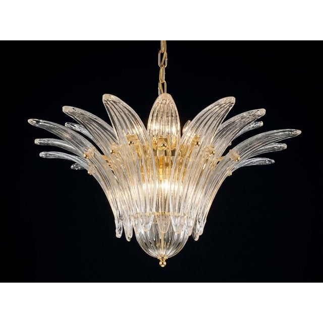 Fabio Ltd Italian Palmette Murano Glass Chandelier by Fabio LTD For Sale - Image 4 of 7